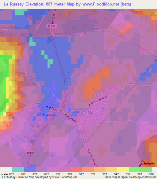 Le Russey,France Elevation Map