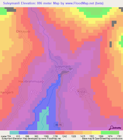 Suleymanli,Turkey Elevation Map