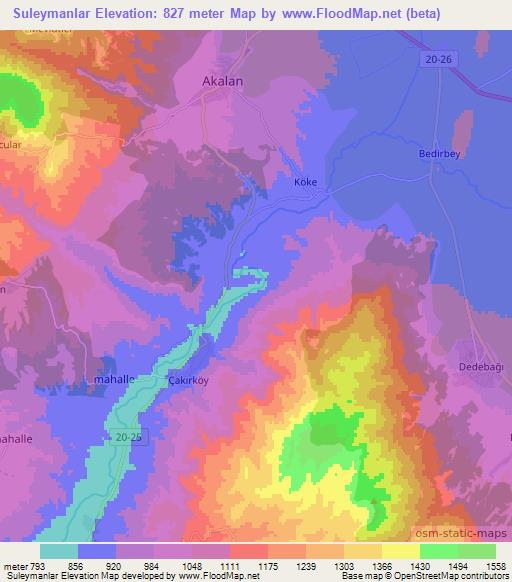 Suleymanlar,Turkey Elevation Map