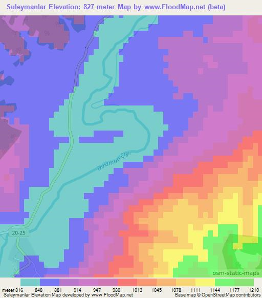 Suleymanlar,Turkey Elevation Map