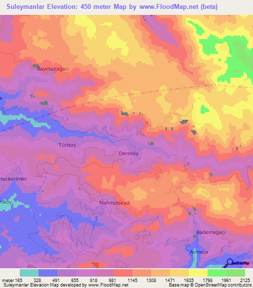 Suleymanlar,Turkey Elevation Map