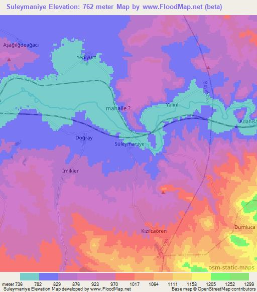 Suleymaniye,Turkey Elevation Map