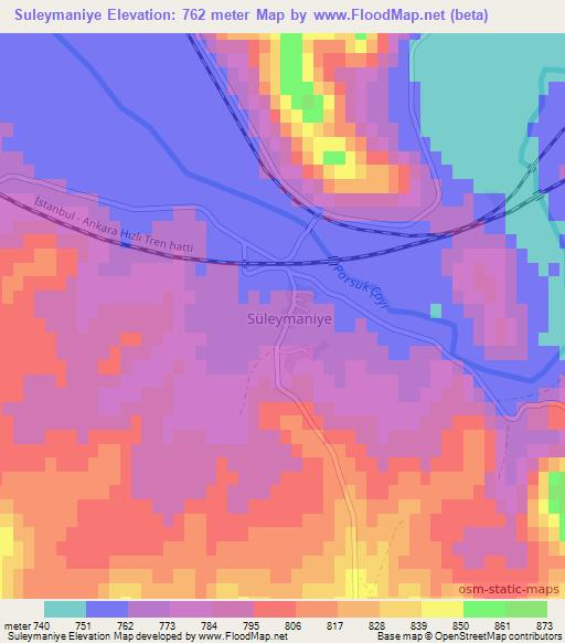 Suleymaniye,Turkey Elevation Map