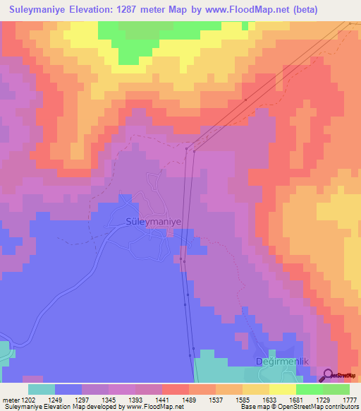 Suleymaniye,Turkey Elevation Map