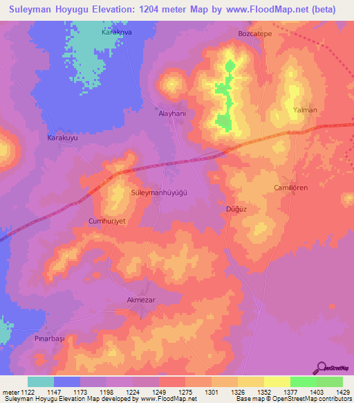 Suleyman Hoyugu,Turkey Elevation Map