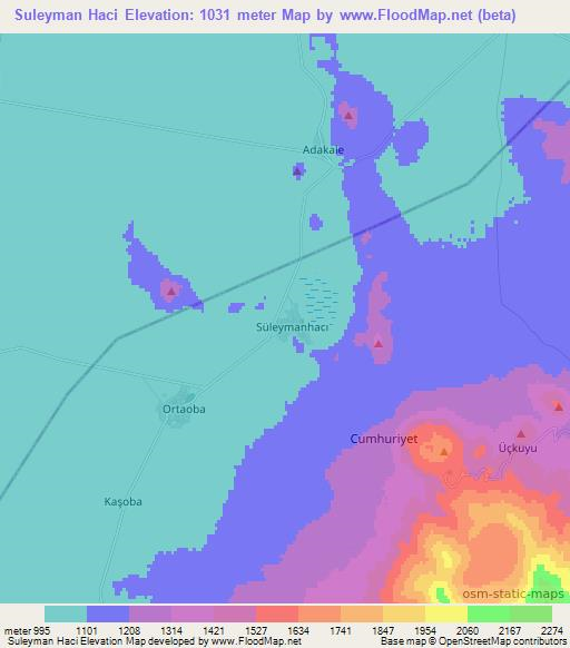 Suleyman Haci,Turkey Elevation Map