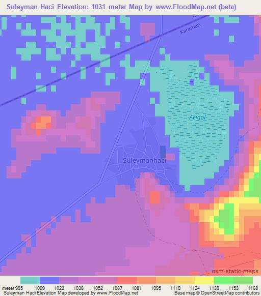 Suleyman Haci,Turkey Elevation Map