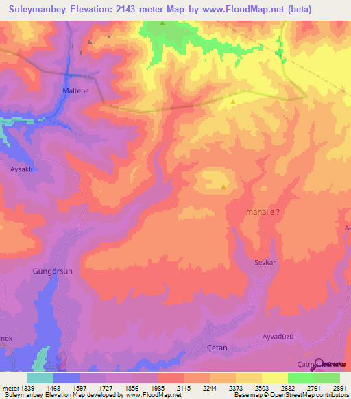 Suleymanbey,Turkey Elevation Map