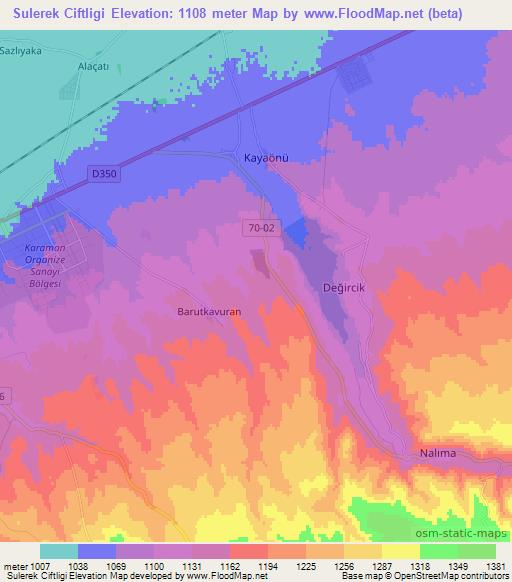 Sulerek Ciftligi,Turkey Elevation Map