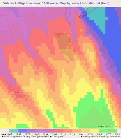 Sulerek Ciftligi,Turkey Elevation Map