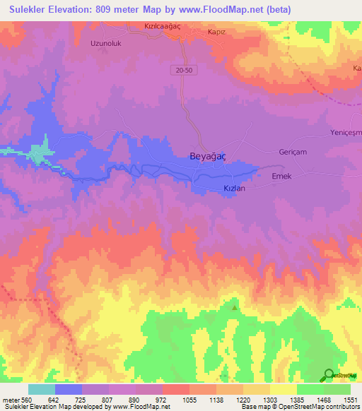 Sulekler,Turkey Elevation Map