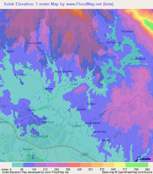 Sulek,Turkey Elevation Map