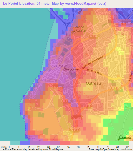 Le Portel,France Elevation Map