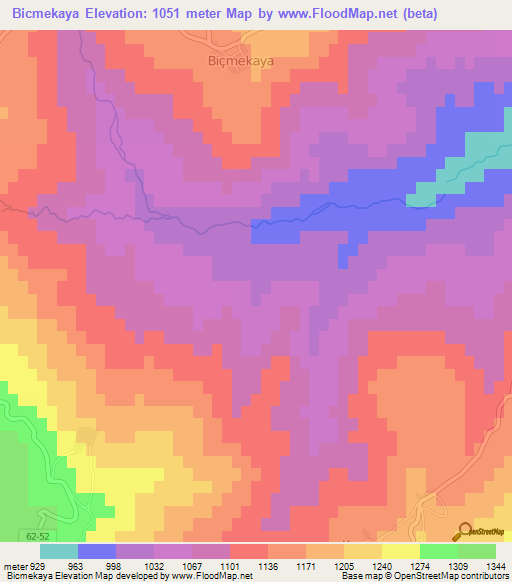 Bicmekaya,Turkey Elevation Map