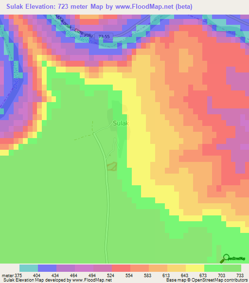 Sulak,Turkey Elevation Map