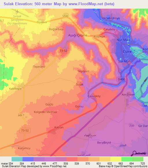 Sulak,Turkey Elevation Map