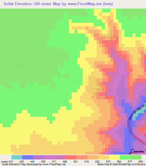 Sulak,Turkey Elevation Map