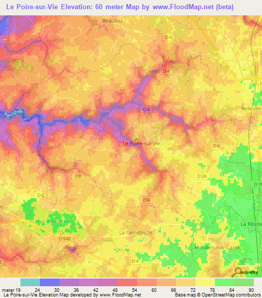 Le Poire-sur-Vie,France Elevation Map