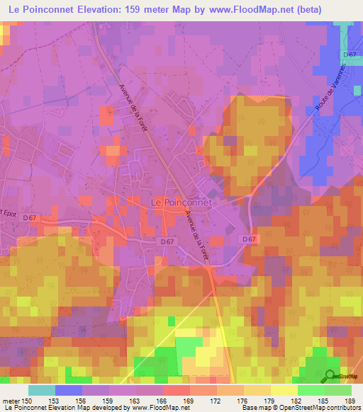 Le Poinconnet,France Elevation Map