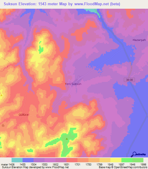 Suksun,Turkey Elevation Map