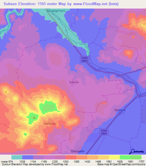 Suksun,Turkey Elevation Map