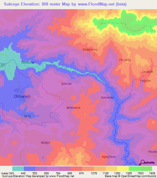 Sukruye,Turkey Elevation Map