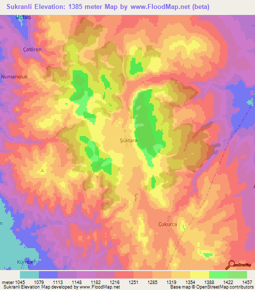 Sukranli,Turkey Elevation Map