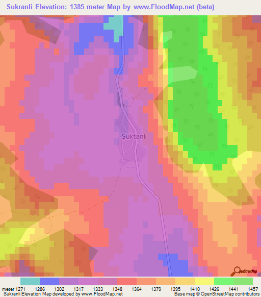 Sukranli,Turkey Elevation Map