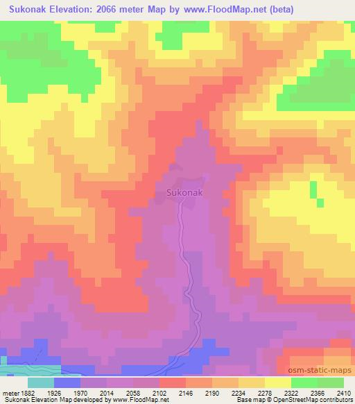 Sukonak,Turkey Elevation Map