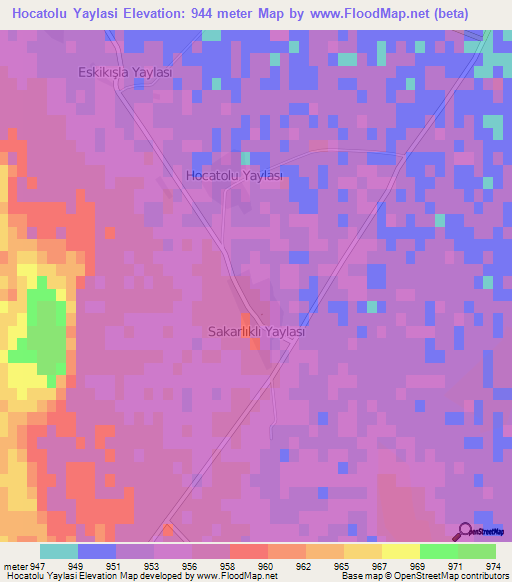 Hocatolu Yaylasi,Turkey Elevation Map