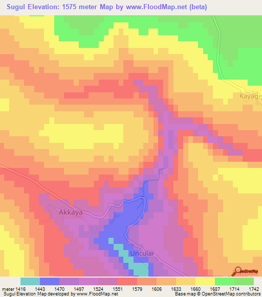 Sugul,Turkey Elevation Map