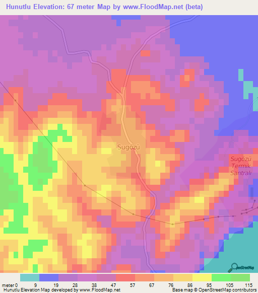 Hunutlu,Turkey Elevation Map