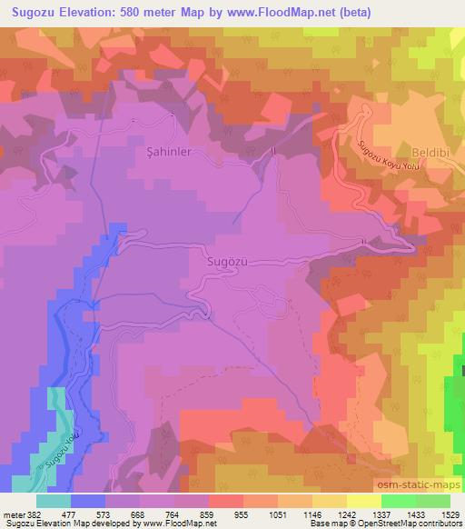 Sugozu,Turkey Elevation Map