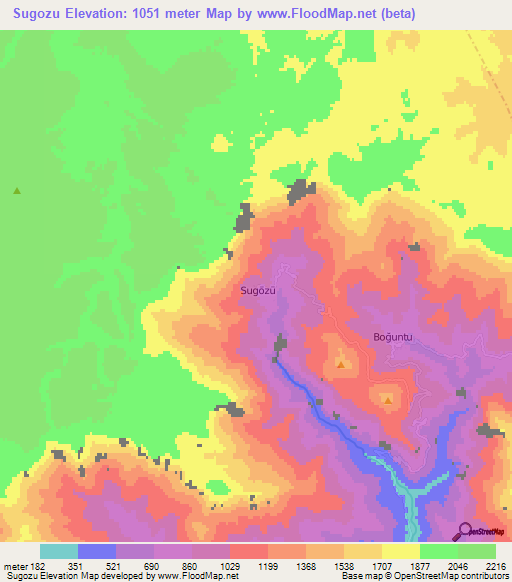 Sugozu,Turkey Elevation Map