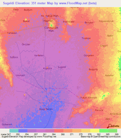 Sugeldi,Turkey Elevation Map