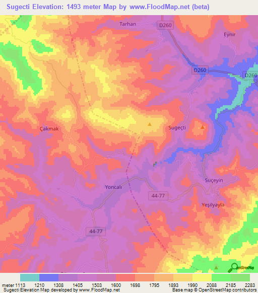 Sugecti,Turkey Elevation Map