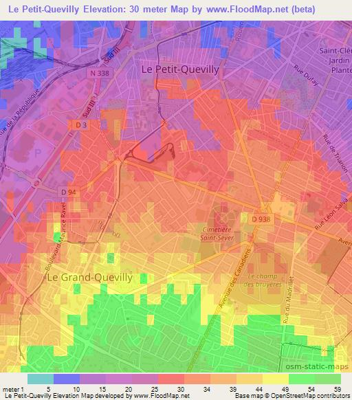 Le Petit-Quevilly,France Elevation Map