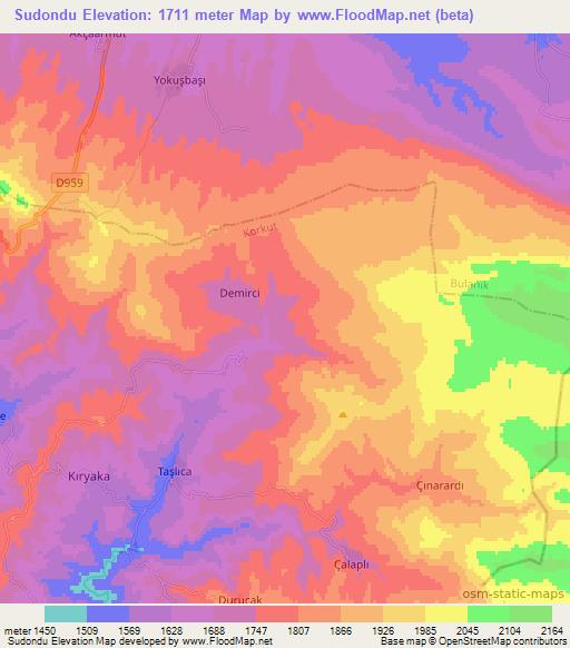 Sudondu,Turkey Elevation Map