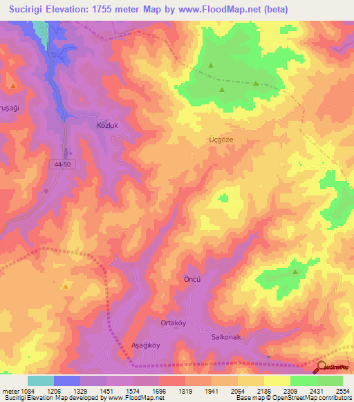 Sucirigi,Turkey Elevation Map