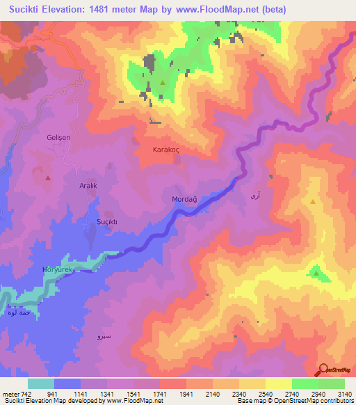 Sucikti,Turkey Elevation Map