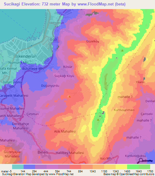 Sucikagi,Turkey Elevation Map