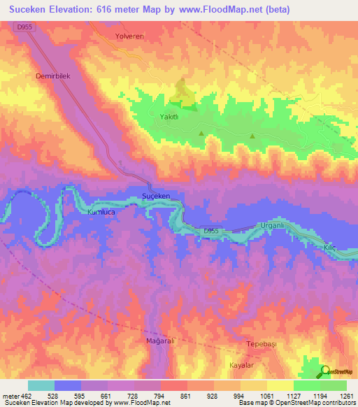 Suceken,Turkey Elevation Map