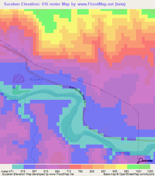 Suceken,Turkey Elevation Map