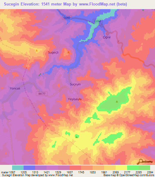 Sucegin,Turkey Elevation Map