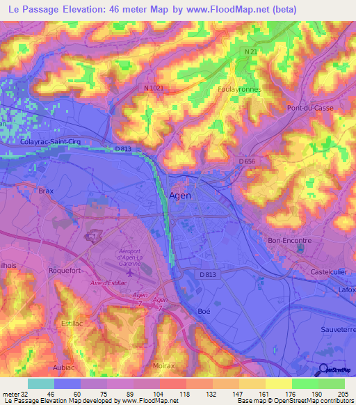 Le Passage,France Elevation Map