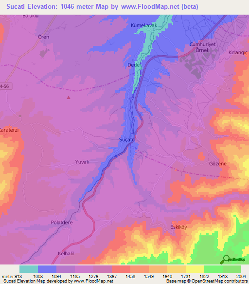 Sucati,Turkey Elevation Map