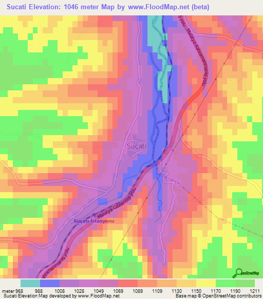 Sucati,Turkey Elevation Map