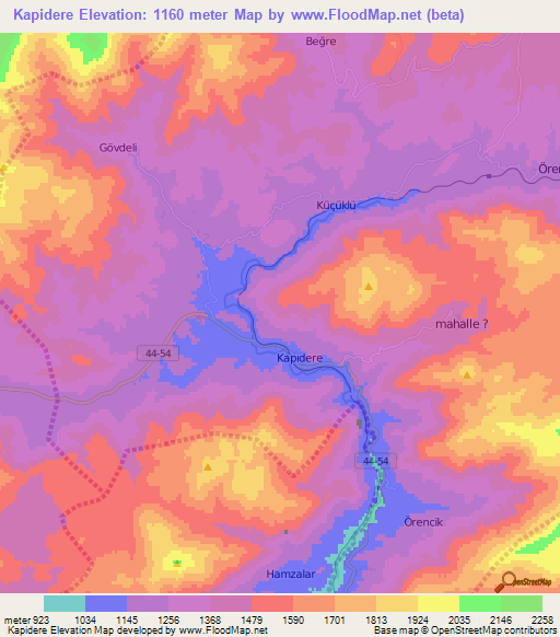 Kapidere,Turkey Elevation Map