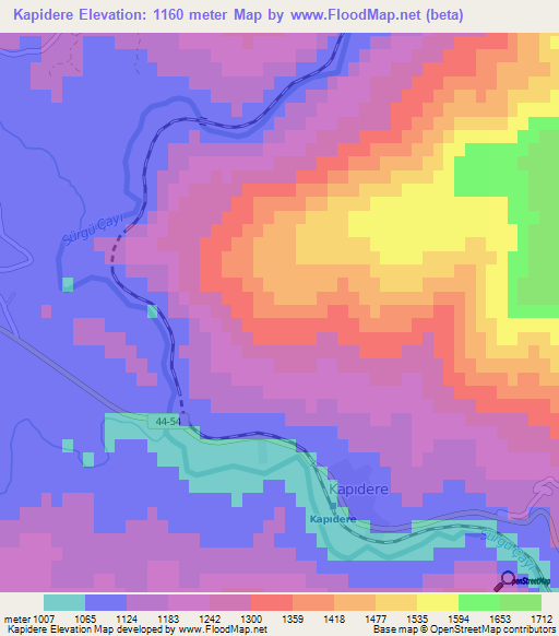 Kapidere,Turkey Elevation Map