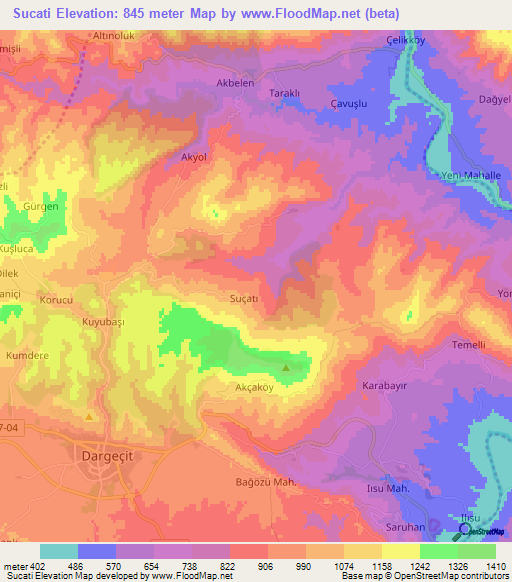 Sucati,Turkey Elevation Map